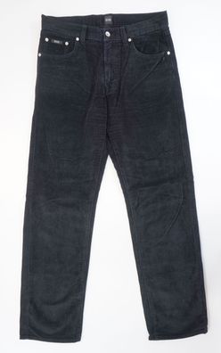HUGO BOSS Arkansas Herren Jeans W33 L34 33/34 schwarz uni gerade Breitcord E2889