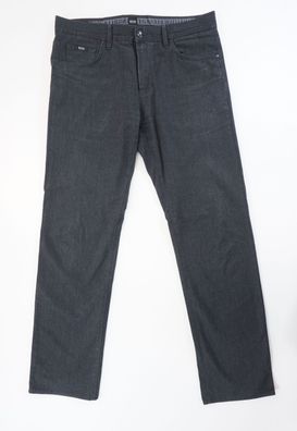 HUGO BOSS Kansas Herren Jeans W34 L34 34/34 dunkel grau Fischgrat Stoff E2850