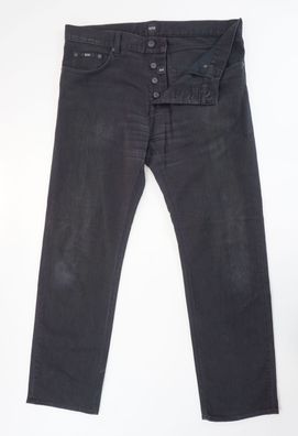 HUGO BOSS Scout Herren Jeans Hose W36 L32 36/32 schwarz uni gerade Denim E2848