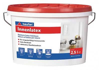 Baufan Innenlatex 2,5 l weiß Innen-Wandfarbe Kunstharz-Dispersionsfarbe