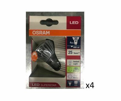 4 Stück Osram LED GU10 4W (35W) 840 170lm. 25G 25000 Stunden Dimmbar