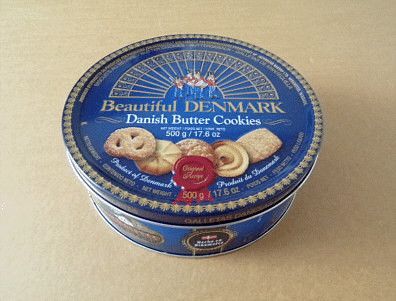 Danish Butter Cookies Keksdose Blechdose Metalldose Rund Dose mit Deckel Blau 190mm