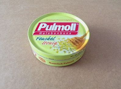 Pulmoll Halsbonbons Fenchel-Honig Leere Blechdose Metalldose Pastillendose