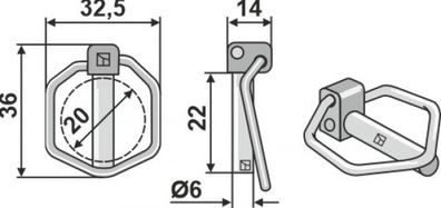 Bolzensicherung (Klappsplint) 16-ST36-A2G für Amazon-Kreiseleggezinken