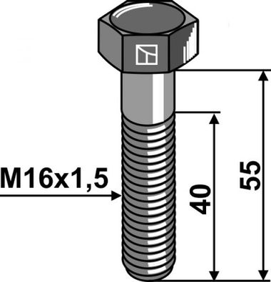 Sechskantschraube mit Feingewinde - M16x1,5 - 12.9 Länge 55 mm für Amazone Kreisele