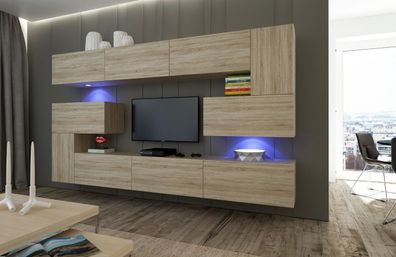 Albania AN3 Möbel für Wohnzimmer Wohnwand Mediawand Schrankwand Wohnschrank