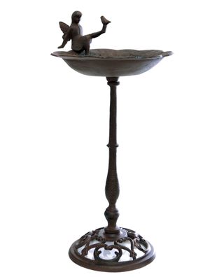 Gusseisen Vogeltränke ELFE antik braun - 51 cm - Vogel Wasser Bad auf Standfuß