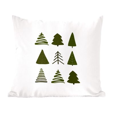 Zierkissen - Sofakissen - Dekokissen - 40x40 cm - Weihnachtsbäume - Weiß - Muster