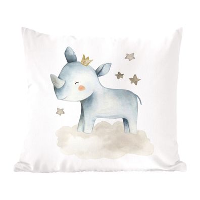 ZierKissen - SofaKissen - DekoKissen - 50x50 cm - Rhinozeros - Sterne - Wolke