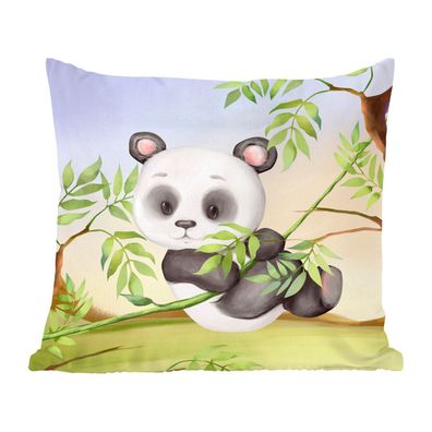 Zierkissen - Sofakissen - Dekokissen - 60x60 cm - Dschungel - Panda - Rebe