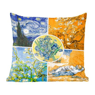 Zierkissen - Sofakissen - Dekokissen - 45x45 cm - Van Gogh - Collage - Sternennacht