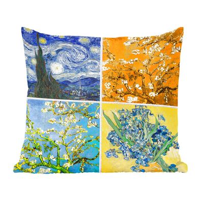 Zierkissen - Sofakissen - Dekokissen - 60x60 cm - Van Gogh - Sternennacht - Collage