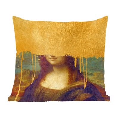 Zierkissen - Sofakissen - Dekokissen - 50x50 cm - Mona Lisa - Gold - Da Vinci