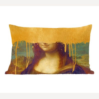 Zierkissen - Sofakissen - Dekokissen - 50x30 cm - Mona Lisa - Gold - Da Vinci