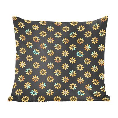 Zierkissen - Sofakissen - Dekokissen - 45x45 cm - Muster - Blumen - Gold