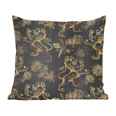 Zierkissen - Sofakissen - Dekokissen - 45x45 cm - Muster - Drache - Gold