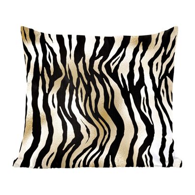 Zierkissen - Sofakissen - Dekokissen - 50x50 cm - Muster - Zebra - Gold