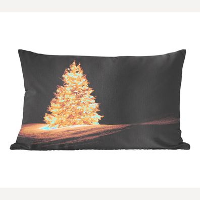 Zierkissen - Sofakissen - Dekokissen - 50x30 cm - Ein beleuchteter Weihnachtsbaum bei
