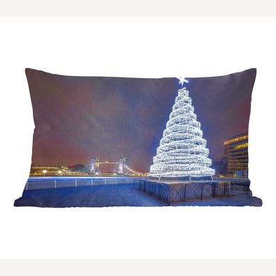 Zierkissen - Sofakissen - Dekokissen - 50x30 cm - Ein beleuchteter Weihnachtsbaum an