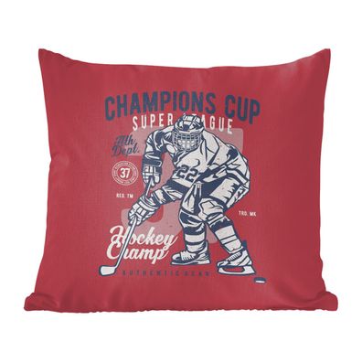 Zierkissen - Sofakissen - Dekokissen - 40x40 cm - Eishockey - Schlittschuhe - Vintage