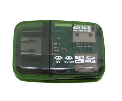 USB Kartenlesegerät 4-in-1 für SD/ SDHC, MicroSD/ SDHC, ms/ m2 und mmc Speicherkarten