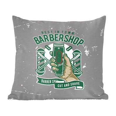 Zierkissen - Sofakissen - Dekokissen - 45x45 cm - Mancave - Rasierer - Barbier - Vint