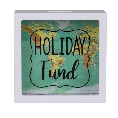 Spardose für den Urlaub "Holiday Fund" mit Weltkarten Design