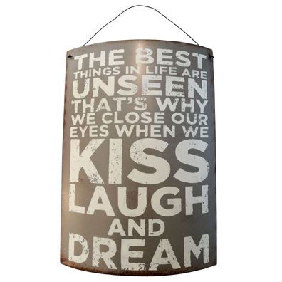 Metallschild 21,5x30cm Schild grau "The best things in life are unseen that's...