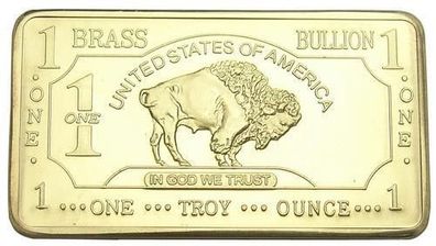 1 oz 999 Messing Brass USA American Buffalo 1 oz in Kapsel Rohstoff