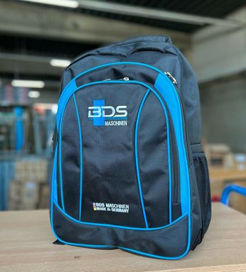 BDS Maschinen Moderner Rucksack mit 3 Fächern und Getränkehalter in Schwarz Blau