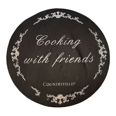 Countryfield Topfuntersetzer Schiefer Ø 25 cm schwarz "Cooking with friends"