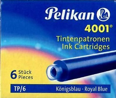 Füllerpatronen (Tintenpatronen) Pelikan 4001 TP/6 - Inhalt: 6Stk - königsblau