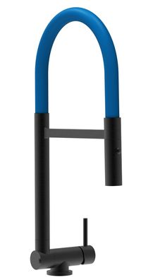 Chrom Mattschwarz Unterfenster Küchenmischer klappbar 2strahl Brause 4,5 cm blau