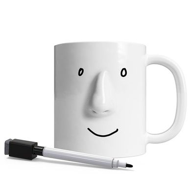 Becher Pikkii Stimmungstasse mit Stift Kaffeebecher Keramik Schreiber Gesicht