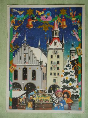 alter Adventskalender 1984 Jeanette Holler München -signiert- ca 40 x 29 cm