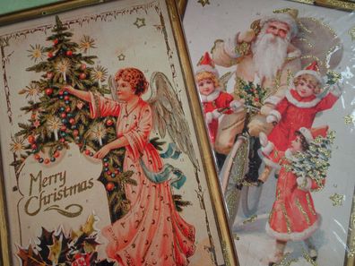 Adventskalender Bilderrahmen Schmuckband OVP Engel Weihnachtsmann ca 42 x 29,5 cm