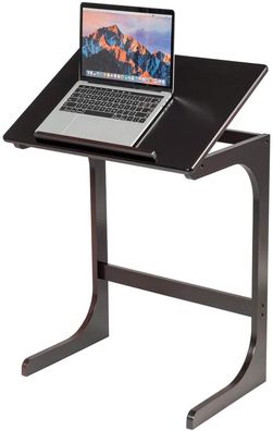 Beistelltisch Laptoptisch C-förmig, Verstellbarer Kaffeetisch Computertisch Bambus