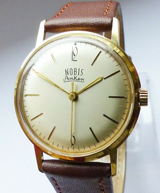 Schöne und sehr seltene Nobis Anker 17Jewels Herren Vintage Armbanduhr 60er Jahre