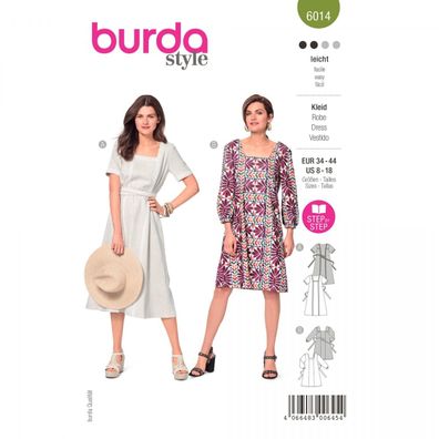 burda style Papierschnittmuster Sommerliche Tunikakleider in Midilänge #6014