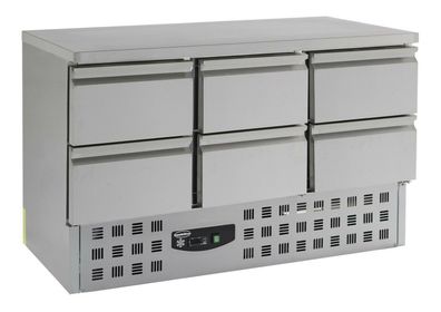 Gastro Kühltisch Kühltheke, 6 Schubladen, 1365x700x875mm NEU