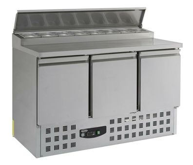 Gastro Kühltisch Kühltheke Saladette 8 x 1/6 GN, 3 Türen 1365x700x970mm NEU