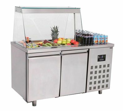 Gastro Kühltisch Kühltheke Saladette 3x 1/1GN, 2 Türen, 1400x700x850mm NEU