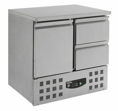 Gastro Kühltisch Kühltheke Kühlung 1x 1/1GN, 1 Tür & 2 Laden, 900x700x875mm NEU