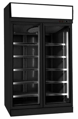 Flaschenkühlschrank mit Glastür Getränkekühlschrank schwarz Gastro 1000 Liter