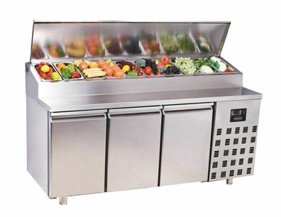 Gastro Kühltisch Kühltheke Saladette 10x1/3GN, 3 Türen 1865x700x1090mm NEU