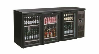 Gastro Barkühler Bar-Kühlschrank schwarz 3 Glastüren, 537 l, 2002x535x860 mm NEU