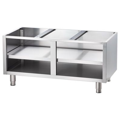 Gastro Untergestell Unterbau, 3-seitig geschlossen Zwischenboden 1200x565x600mm