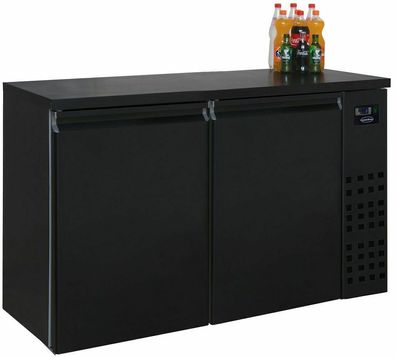 Gastro Barkühler Bar-Kühlschrank schwarz 2 Türen, 320 l, 1380x550x950 mm NEU