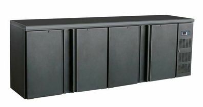 Gastro Barkühler Bar-Kühlschrank in schwarz mit 4 Türen 2542 x 513 x 860 mm NEU