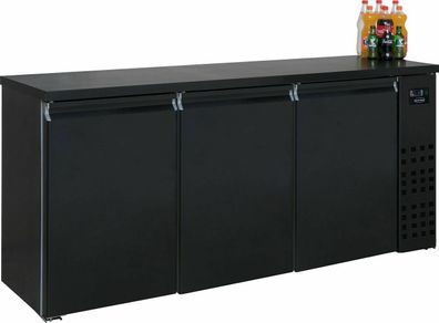 Gastro Barkühler Bar-Kühlschrank schwarz 3 Türen, 500 l, 1940x550x950 mm NEU